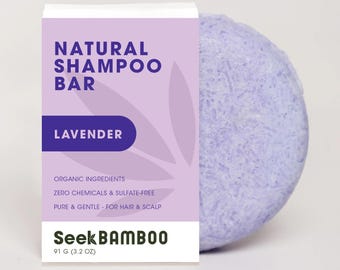 Barra de champú de lavanda / Cero residuos / Vegano / Sin plástico / Sin SLS / Cuidado natural del cabello
