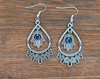 Hamsa Earrings | Boho Earrings | Spiritual Jewelry | Unique Jewelry | Funky | Drop Earrings | Handmade Jewelry