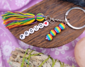Stolz Schlüsselanhänger | LGBTQ Accessoires | Perlen Schlüsselanhänger | Regenbogen