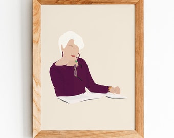 Minimalist poster of Miranda Priestly from the film The Devil Wears Prada, Digital illustration for movie lovers