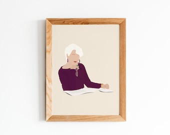 Minimalist poster print of Miranda Priestly from the film The Devil Wears Prada, Digital Illustration, Instant Download