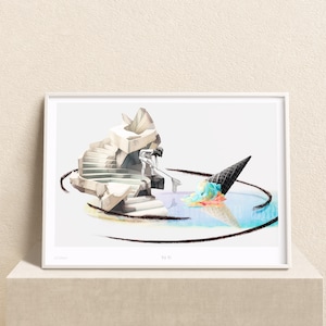Yu Yi ∘ Surrealismus Art Print ∘ Collage Poster ∘ Regenbogen Eiscreme ∘ Zeitgenössisch Digital ∘ Retro Futurismus Dekor ∘ Pastell Wandkunst