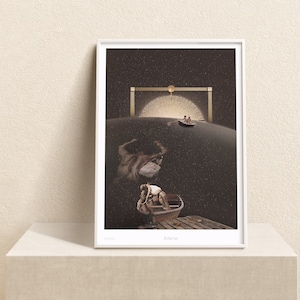 Acheron ∘ Surrealismus Kunstdruck ∘ Collage Poster ∘ Himmlischer Himmel ∘ Zeitgenössisch Digital ∘ Retro Futurismus Dekor ∘ Kosmische Wandkunst ∘ Mythologie