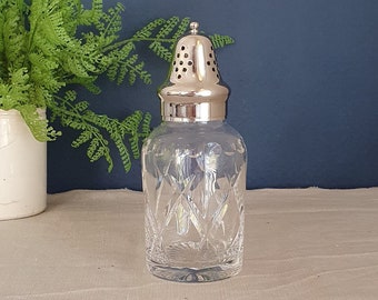 Vintage Silver Plated Cut Glass Sugar Caster, Table Shaker