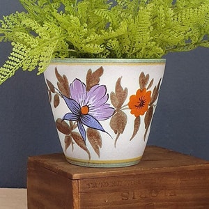 Vintage Blå Teal Handdekorerad / Målad Blomkruka / Planter - Flora Gouda "Iris" Holland