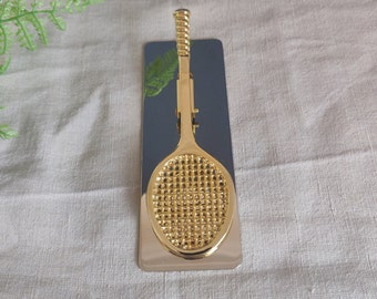 Retro Gold Coloured Tennis Racket Desk Clip / Office Clip / Paper Clip / Paperweight / Desk Organiser