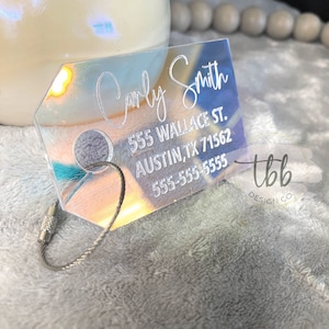 Iridescent luggage tag - luggage tag - travel tag - personalized luggage tag - wedding gift - travel tag - address tag