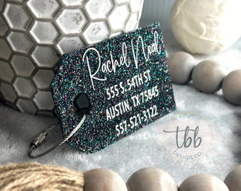 Galaxy glitter luggage tag - luggage tag - cute luggage tag - tag - personalized tag - glitter luggage tag