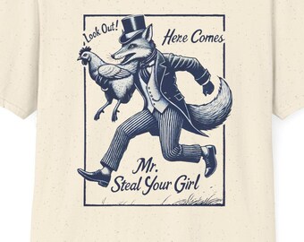 Camiseta divertida de zorro: Camiseta gráfica retro de "Señor Roba a tu Chica"