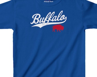 Camiseta juvenil de los Buffalo Bills: silueta roja, ideal para aficionados al fútbol americano