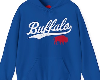 Buffalo Bills Hoodie: Red Silhouette, Unisex Football Fan Sweatshirt