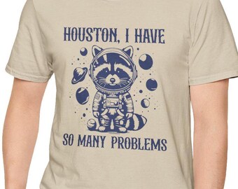 Camiseta de astronauta mapache: divertida camiseta antiansiedad, algodón suave, corte unisex
