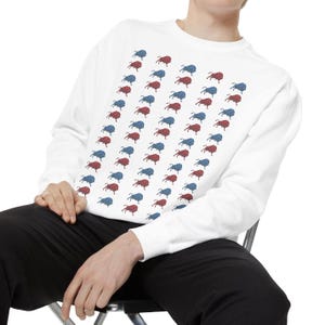 Buffalo Bills Charging Buffalo Pattern Garment-Dyed Sweatshirt, Bills Mafia, Red Blue Bills Gear, Game Day Sweatshirt, Bison, Go Bills,