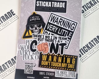 The Angry Tradie Glossy Heavy Duty Vinyl Sticker Collection Pack