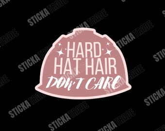 Hard Hat Hair Glossy Vinyl Sticker, Female Electrician, Female Construction Worker, Female Empowerment
