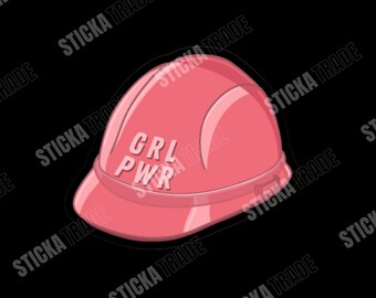 Girl Power Pink Hard Hat Glossy Vinyl Sticker, Female Engineer, Female Electrician, Female empowerment, Female Construction Worker
