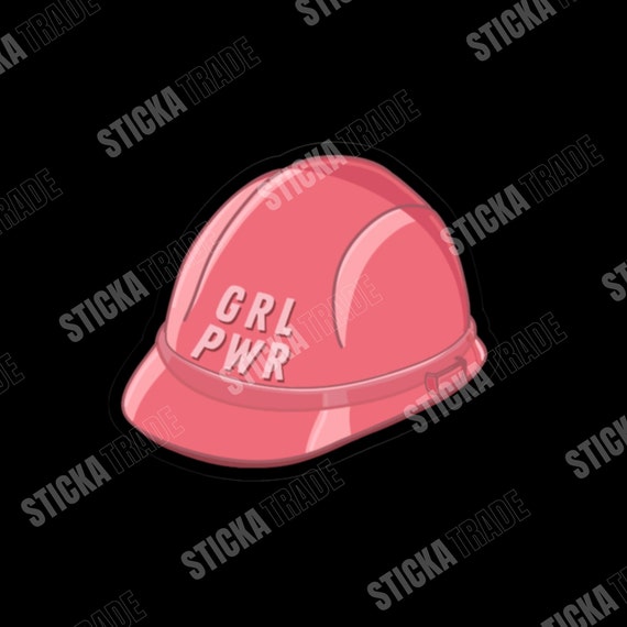 Girl Power Pink Hard Hat Glossy Vinyl Sticker