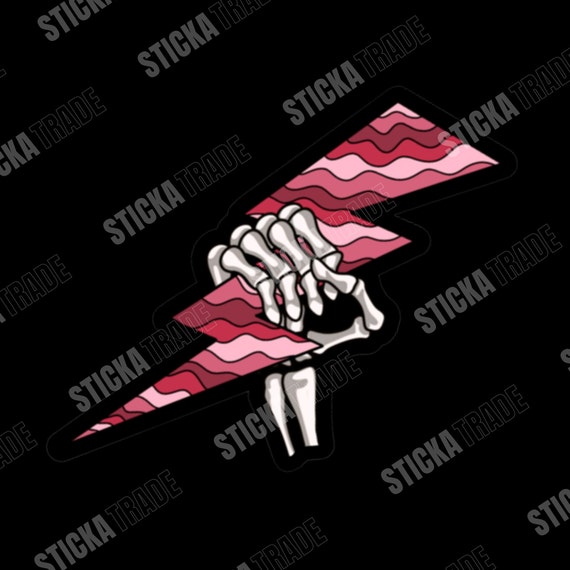 Skeleton Spark Wavy Pink Glossy Vinyl Sticker