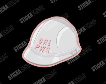 Girl Power White Hard Hat Glossy Vinyl Sticker