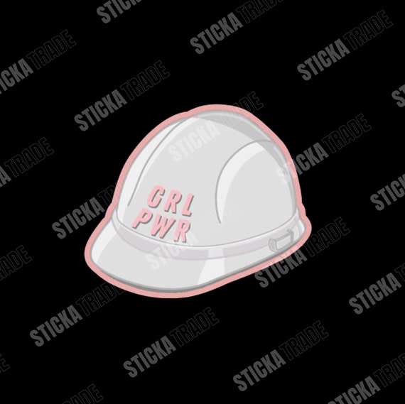 Girl Power White Hard Hat Glossy Vinyl Sticker