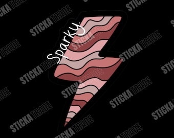 Pink Wavy Sparky Glossy Vinyl Sticker
