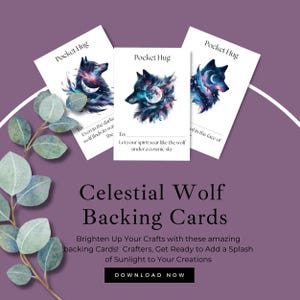 Celestial Wolf Pocket Hug Cards, 9 Motivationskarten, mystische Wolf Art, Inspirierende Zitate, Pocket Hug Geschenk, Cosmic Wolf Set