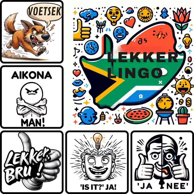 T-shirt designs
✅ Coffee mugs and water bottles
✅ Greeting cards
✅ Social media posts
✅ Posters and prints
✅ Digital scrapbooking
✅ Any project needing a touch of South African humor!