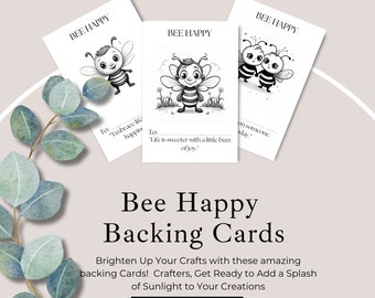 Pocket Hug Backing Cards - Buzzing with Joy Bee Happy Backing Cards - Gift for Her - Gifts For Him - Appreciation - Printable Pocket Tags