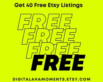 40 free Etsy listings, NO PURCHASE NECESSARY, Open new Etsy store with 40 free credits, Link in Description, 100% free, Etsy Referral Link