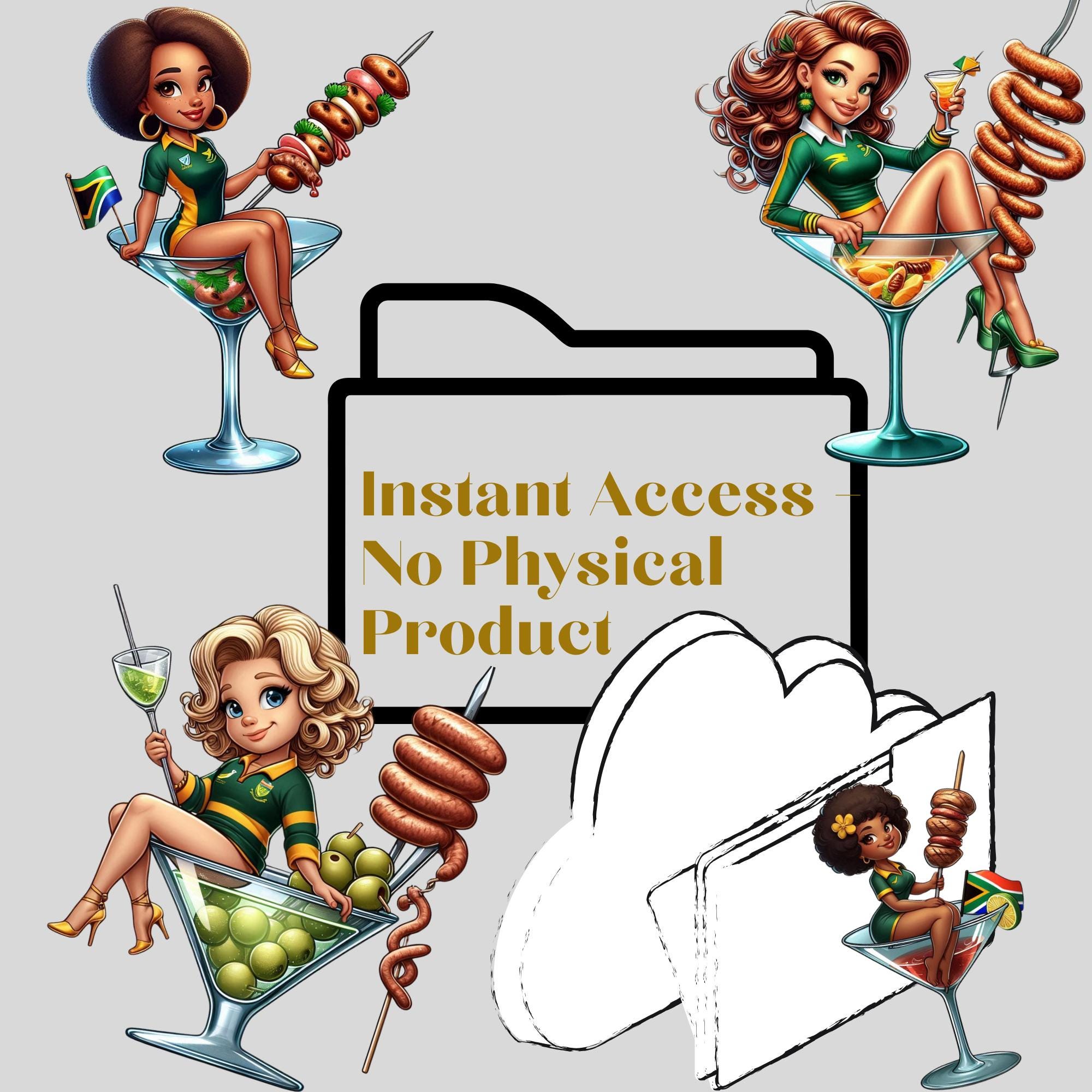 Braai Martini Girl Clipart: South African Rugby Humor (12 Pngs) - Etsy