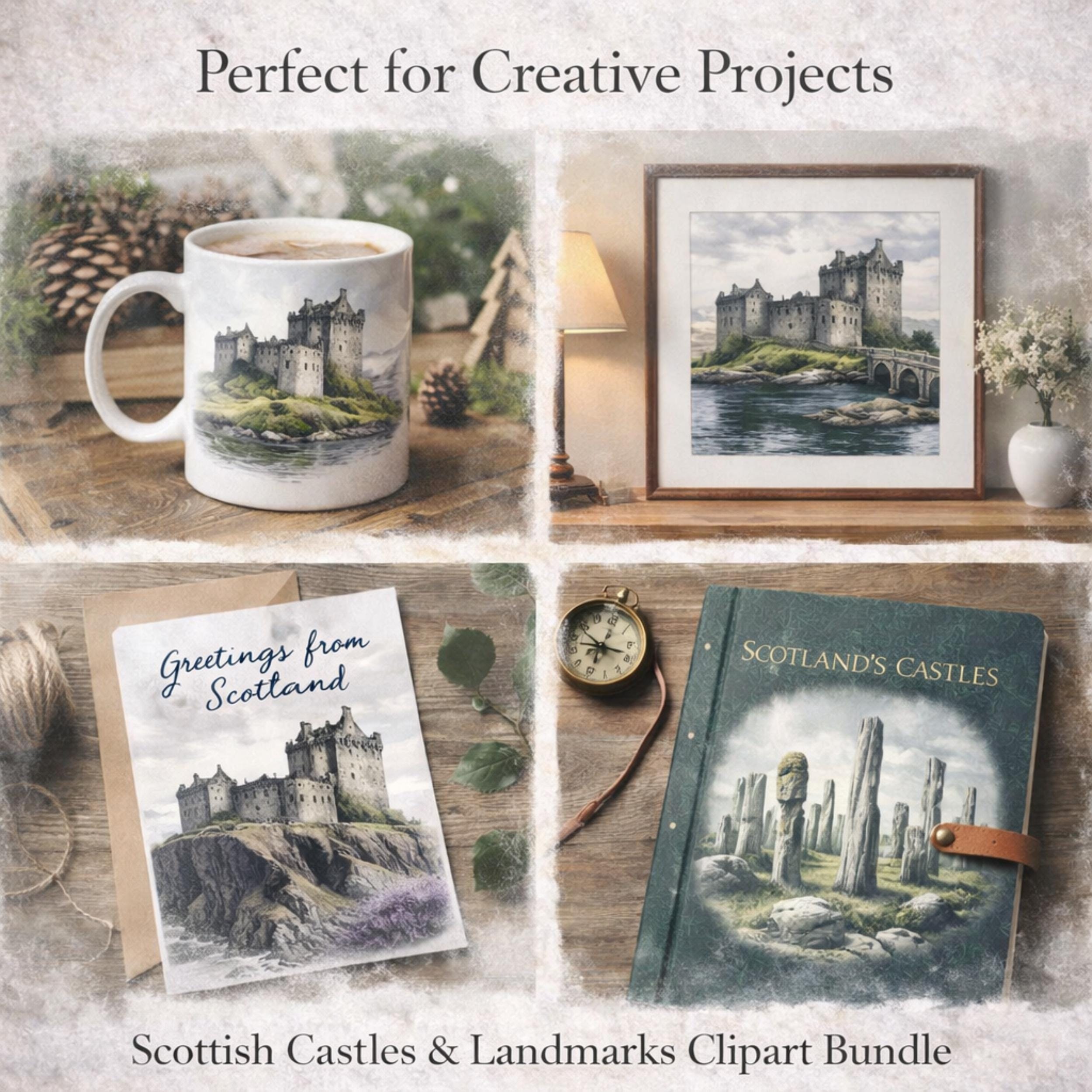 Scottish Castles Clipart Bundle | Edinburgh Castle PNG | Eilean Donan ...