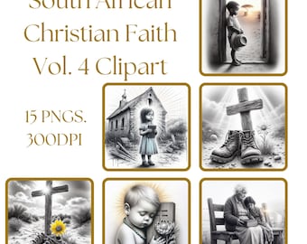 Zuid-Afrikaanse christelijke clipart: op geloof gebaseerde potloodkunst (15 png-bestanden) (digitale download)
