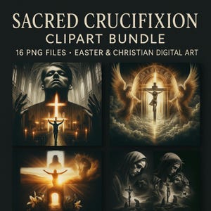 Crucifixion Clipart Bundle: Christian Cross PNGs for Religious Art (Digital Download)