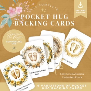 Pocket Hug Card Pocket Hug Backing Cards, Printable Hug Card, DIY Gift Tags, Digital Download for Small Business, Heart Token