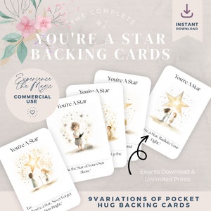 Pocket Hug Shine Bright mit 'You're a Star' Backing Cards für Lehrer und Eltern - Kinder motivieren - Anerkennung - Etiketten und Tags