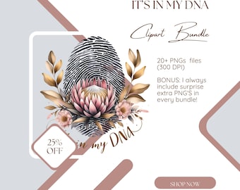 Impronta digitale del DNA di Protea PNG: arte tribale sudafricana (download digitale)