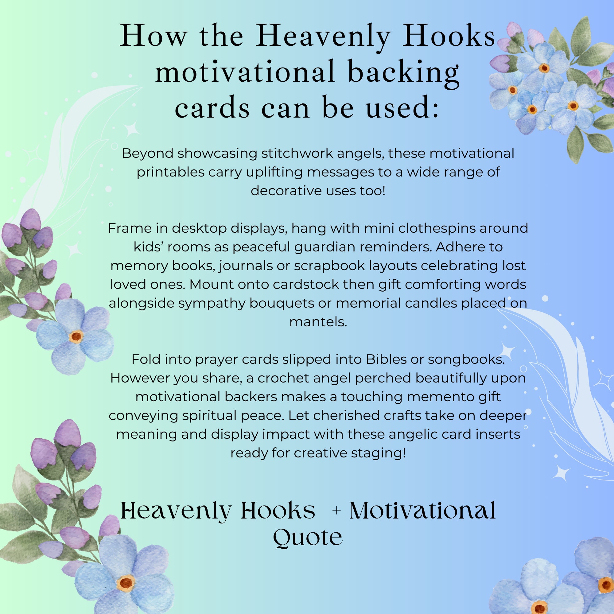 Backing Cards Heavenly Hooks Pocket Hug Cards 9 Motivational Printables