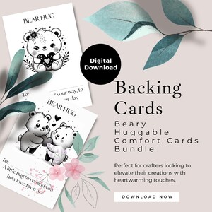 Cartes de soutien Câlin d'ours | Lot de câlins de poche imprimable | Téléchargement numérique | Illustrations d'ours mignon | Étiquettes-cadeaux | Fournitures créatives