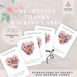 Pocket Hug Card Pocket Hug Karten - Druckbare herzliche Dankeskarten - Dankbarkeit & Wertschätzung DIY Tags für Geschenke