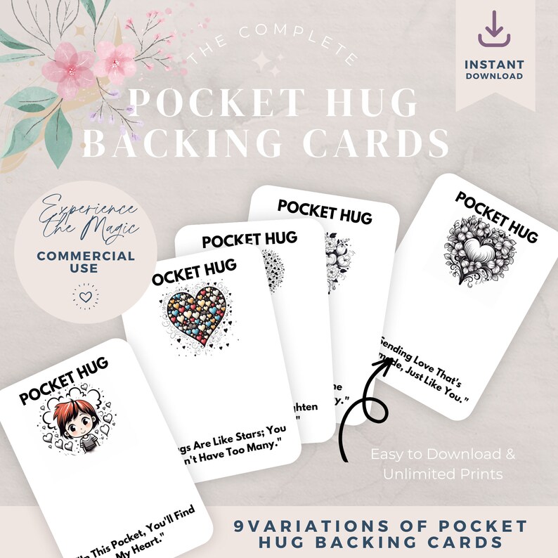 Pocket Hug Cards: Heartfelt Embrace Printable Bundle (digital Download ...