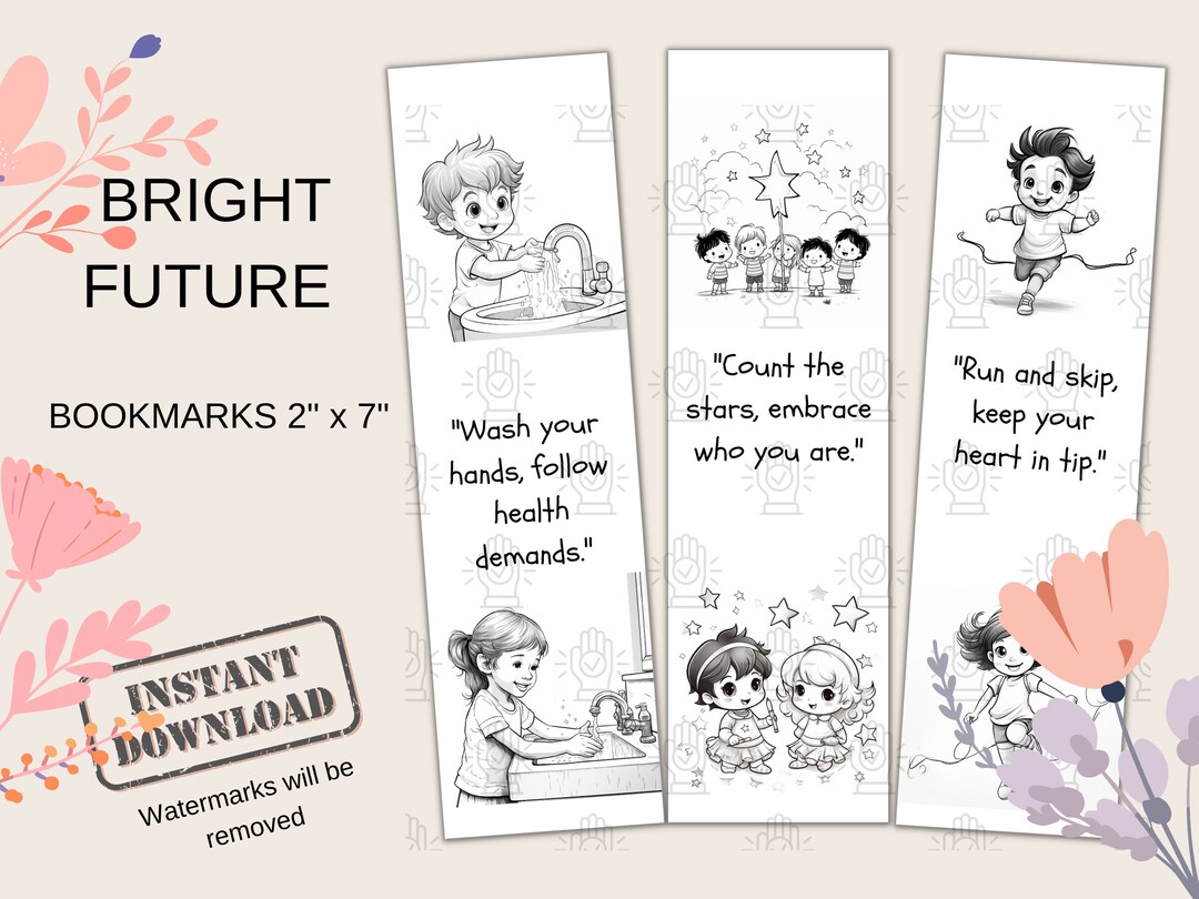 Bookmarks Rhyms 10 Printable Coloring Bookmarks Motivational Rhymes for Young Readers ...