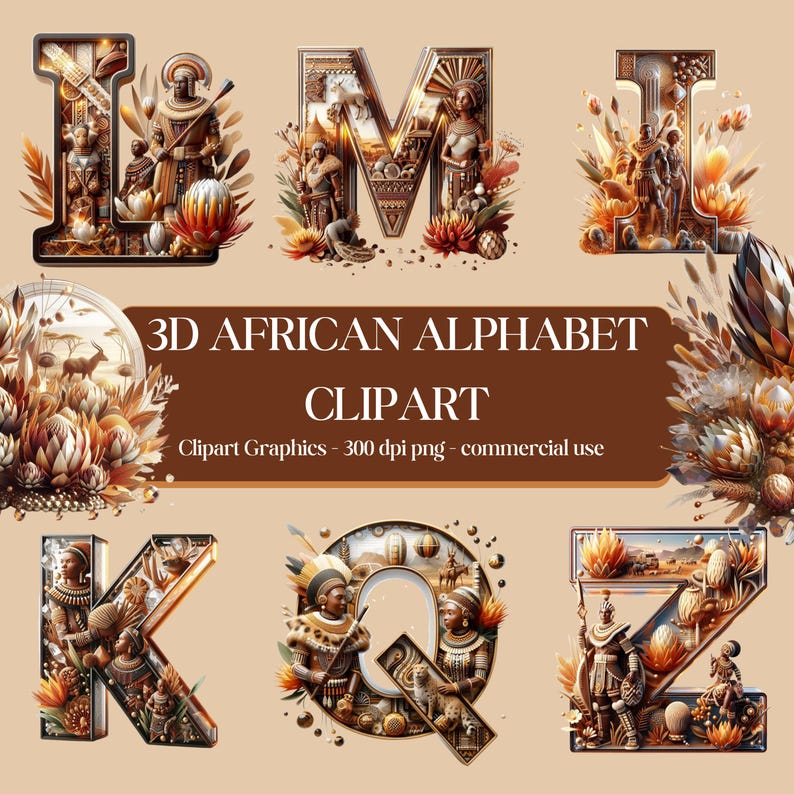 Bring the spirit of South Africa to your designs with these captivating 3D crystal letters. Add to cart now and elevate your typography with African flair!