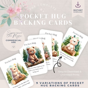Pocketknuffelkaart Pocketknuffelkaarten met natuurthema - 9 unieke Bear Hugs in the Woods-ontwerpen, afdrukbaar en gemakkelijk te knippen op A4-vellen
