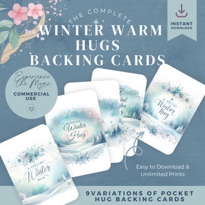 Modèle de carte de voeux Pocket Hug - téléchargement numérique - étiquettes pour petites entreprises - impression et découpe - thème chaud de l'hiver