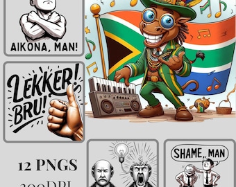 Clipart di detti sudafricani: espressioni Mzansi PNG (download digitale)