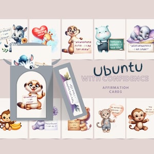 Ubuntu Kids Affirmation Cards – 40 Printable PDF Cards for Children | Zulu Xhosa Sesotho + English | African Classroom Decor