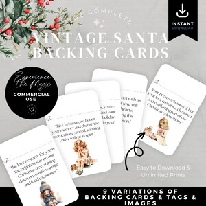 Lot de cartes de soutien vintage de Noël Pocket Hug | Mots-clés| et cliparts | Se souvenir de ses proches pendant les vacances | Ensemble d'artisanat et de décoration