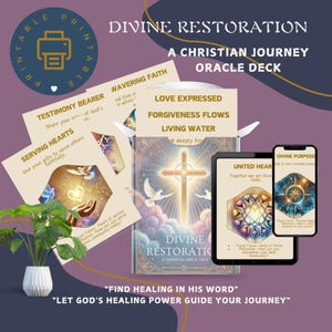 Christian Oracle Cards | Divine Restoration Digital Deck | 44 Scripture Cards | Faith Guidance | Digital Download | Religious Gift