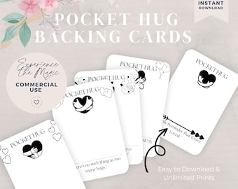 Pocket Hug Backing Cards Add Heartfelt Charm to Crafts - PDF Instant Download - Template Label Tag - 9 Unique Cards - Print At Home