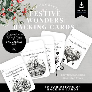Fond de carte câlin de poche | Cartes d'artisans festif du pays des merveilles | Étiquettes et supports de création de Noël | de remerciements | Cartes Câlin | Imprimable